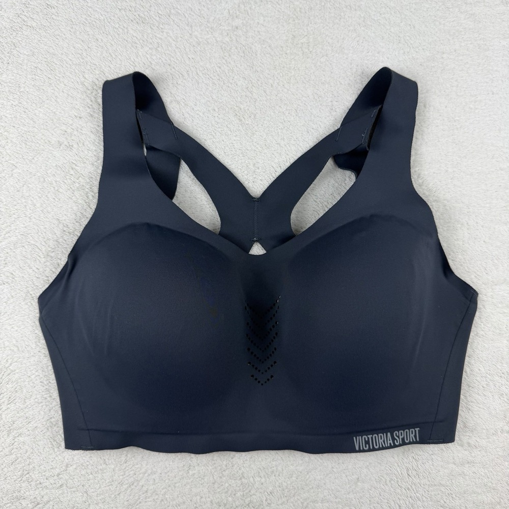 Victoria Secret 36DD Sports Bra Front Zip High Impact Racerback Black Active